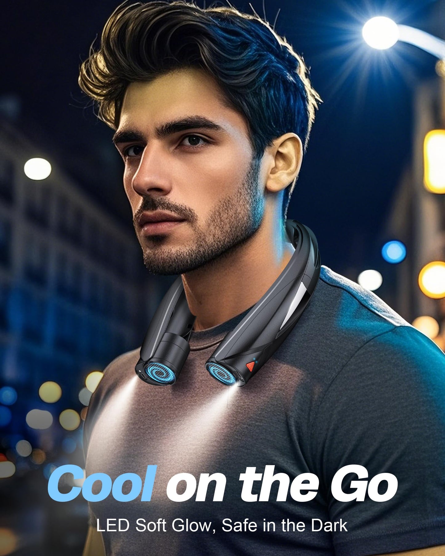 laimiod Portable Neck Fan - with LED Book Light, 6-20 Hrs Long Battery, 6-Speed Adjustable, USB-C Rechargeable, Ultra Quiet, Hands-Free Personal Cooling for Men Women Outdoor Indoor