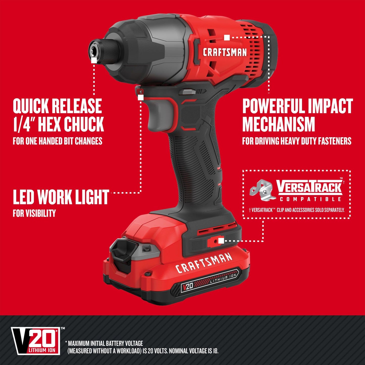 CRAFTSMAN V20 MAX Cordless Drill and Impact Driver, Power Tool Combo Kit with 2 Batteries and Charger (CMCK200C2AM)