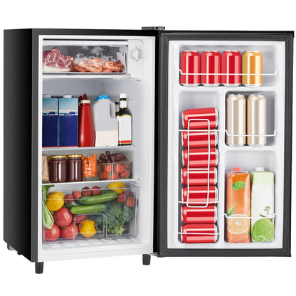 Sweetcrispy 3.2 Cu.Ft Mini Fridge with Freezer Small Refrigerator Single Door Adjustable Thermostat Energy-efficient Low Noise, Compact Fridge for Bedroom, Office, Dorm (Black)