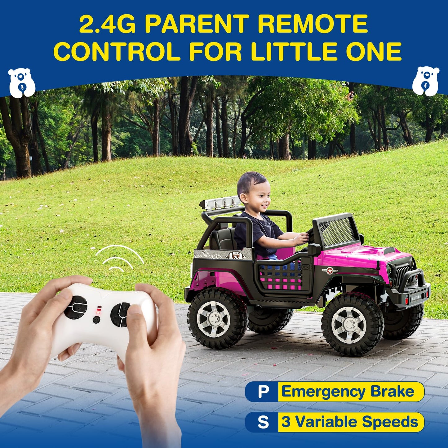 LIGIANT L8 Ride On Car, 12V Kids Electric Car w/Remote Control, 2 Seater, Spring Suspension, Bluetooth Speaker, Multi Music Modes, 3 Speeds, LED Lights, Xmas & Birthday Gift Ideas for Kids Ages 3+