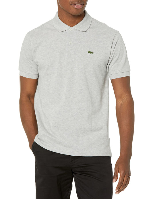 Lacoste Men's Original L.12.12 Heathered Petit Piqué Cotton Polo Shirt, Grey Chine, Small