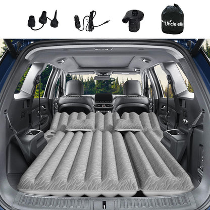 Uncle elk SUV Air Mattress: Inflatable Car Air Mattress for Camping, Flocking Car Bed with Air Pump & 2 Pillows, Portable Sleeping Pad Mattress for Home Car Travel Camping Grey