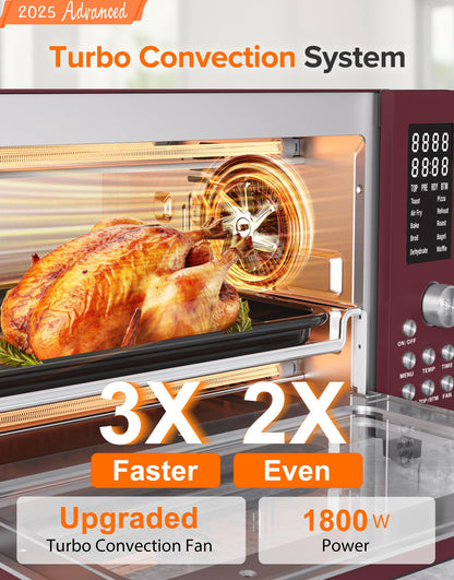 Nuwave Bravo Pro Smart Air Fryer Toaster Oven Combo, 12-in-1 Functions with Quicker & Even Crisp Technology, 1800W, 50-450°F, PFAS-Free, 21QT, Cinnamon