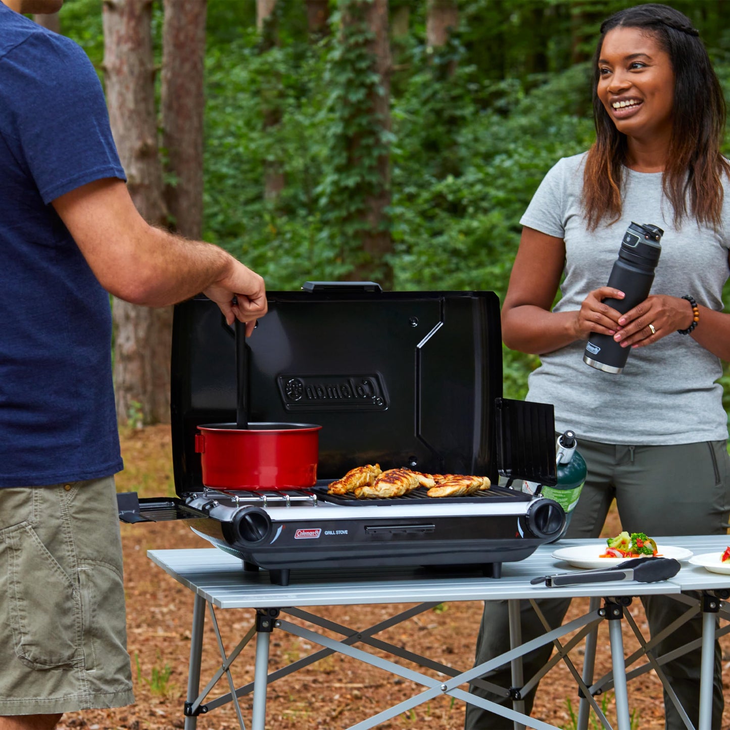 Coleman Tabletop Propane Gas Camping 2-in-1 Grill/Stove 2 Burner