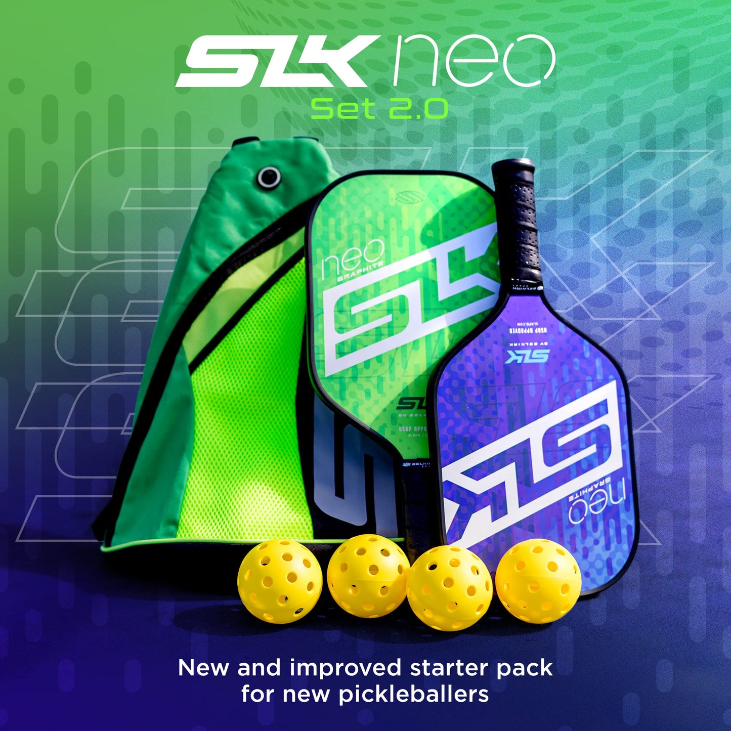 SLK Neo by Selkirk Pickleball Paddles | Featuring a Multilayer Fiberglass and Graphite Pickleball Paddle Face | SX3 Honeycomb Core | Pickleball Rackets Designed in The USA for Traction and Stability
