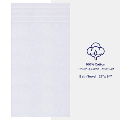 American Soft Linen Luxury 4 Piece Bath Towel Set, 600 GSM 100% Cotton Turkish Bath Towels for Bathroom, 27x54 in Extra Large Bathroom Shower Towels, White