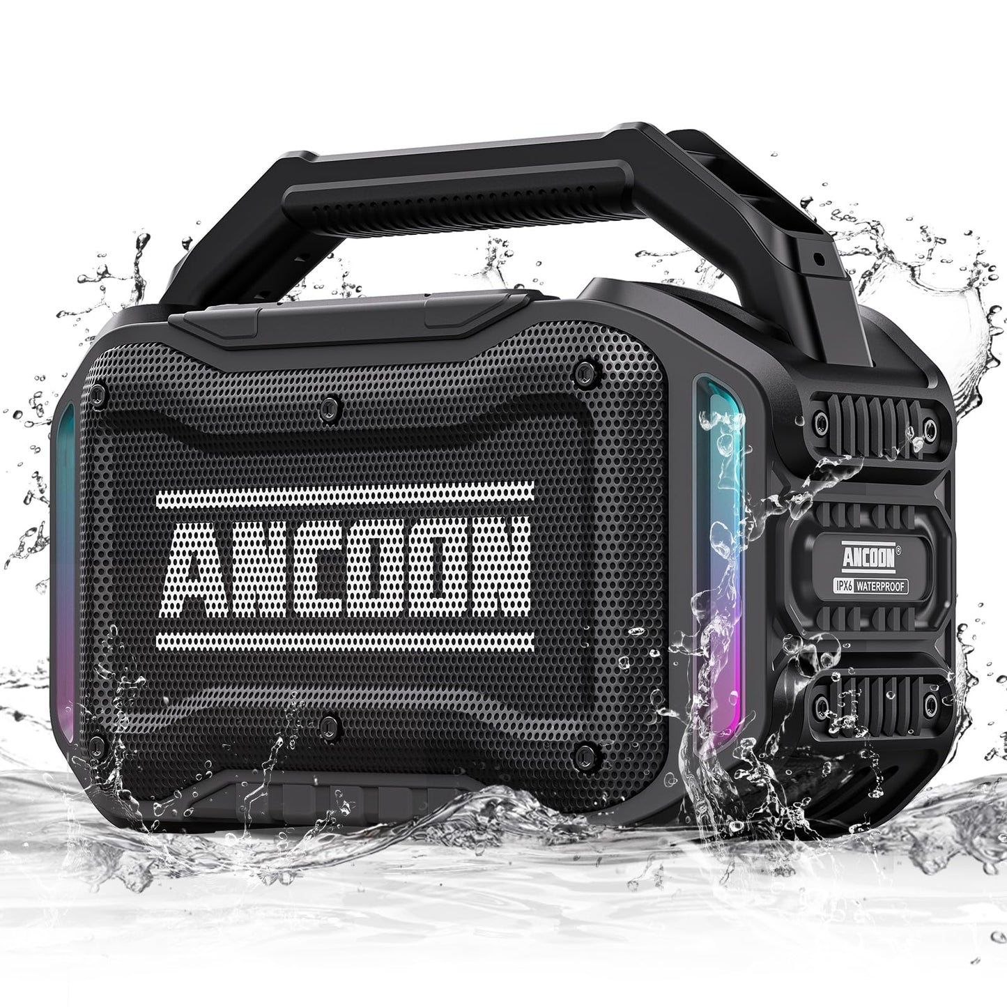 ANCOON Speakers Bluetooth Wireless: 80W(Peak) Loud Speaker with Bass, 20H Playtime, IPX6 Waterproof, Large Jobsite Speakers for Work, Outdoor, Workshop, Garage, Portable Speaker with TWS (Black)