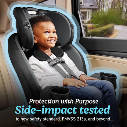 Graco TriRide 3-in-1 Reclining Car Seat, Clybourne - Rear & Forward Facing Car Seat, Highback Booster, Adjustable Headrest