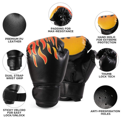 Odoland 3-in-1 Kids Youth Boxing Set - Punching Mitts, Kick Pads, Gloves for Boxing, Kickboxing, Karate, Muay Thai, MMA Training