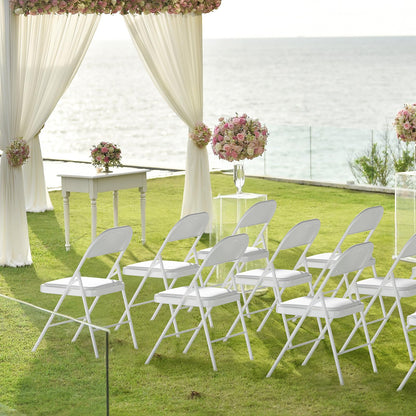 VINGLI 4 Pack Folding Chairs with Padded Seats, Metal Frame with Pu Leather Seat & Back, Capacity 350 lbs, White