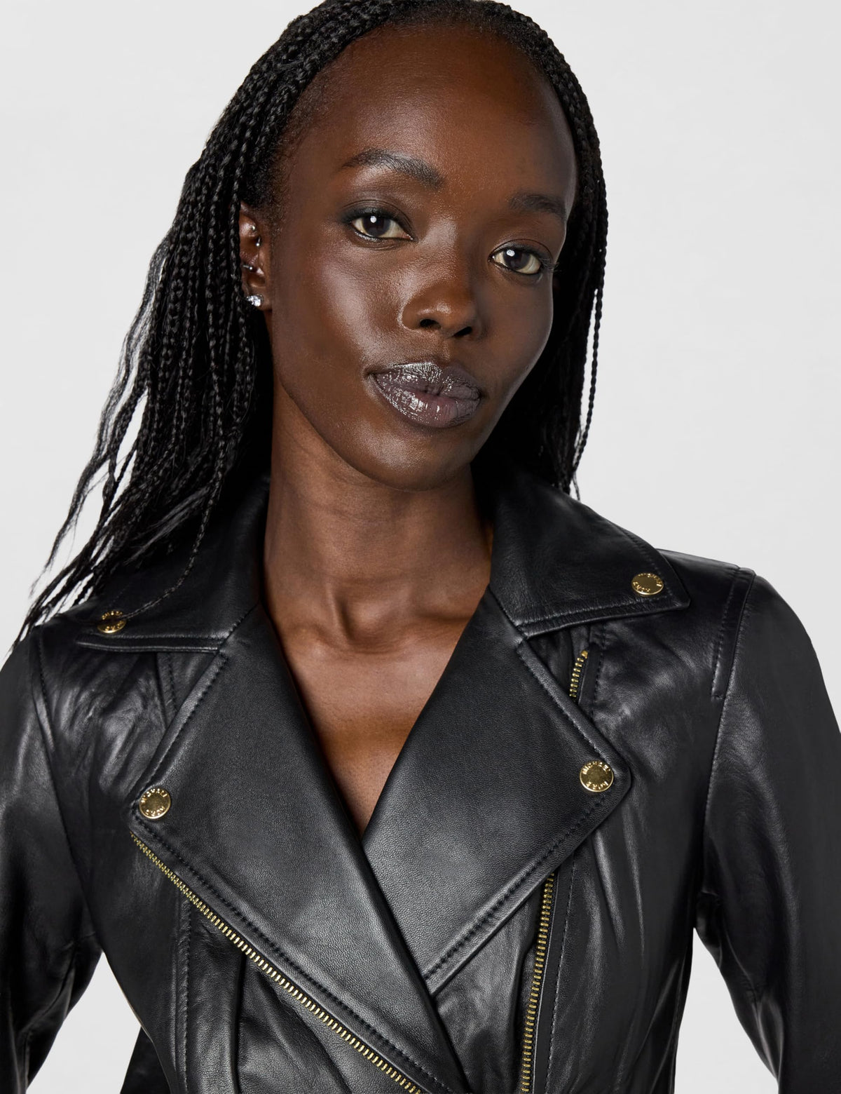Michael Kors Women's Leather Moto Jacket, Black, S