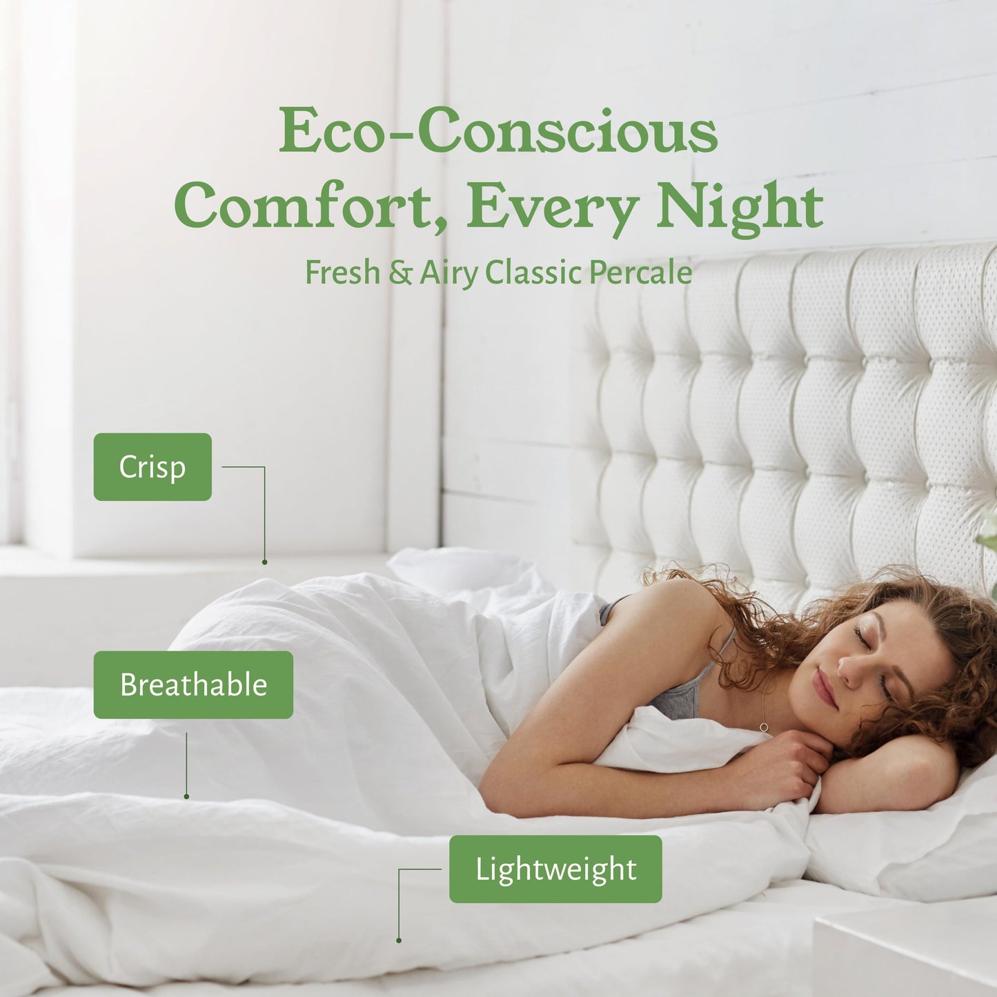 California Design Den 100% Organic Cotton Fitted Sheet Queen Size Only - Percale Queen Deep Pocket Fitted Sheet, Lightweight, Snug-Fit, Crisp, Durable - White