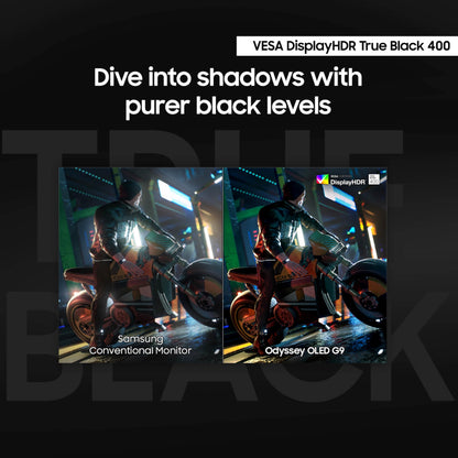 Samsung 49" Odyssey OLED G9 (G91SD) Dual QHD QD-OLED G-Sync Compatible Curved Gaming Monitor, 144Hz, 0.03ms, AMD FreeSync Premium Pro, Ergonomic Stand, 3 Year Warranty, LS49DG910SNXZA, 2024