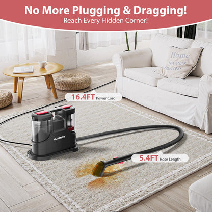 Carpet Cleaner, MUJERBAY 15Kpa Portable Spot and Stain Cleaner, Easy Move with Handle, 1.5-inch Deep Cleaning Machine for Couch, Stairs, Car. Red