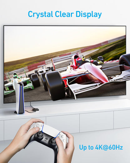 Anker HDMI Switch, 4K@60Hz HDMI Switcher, 2 in 1 Out with Smooth Finish, Supports HDR, 3D, Dolby, Compatible with Laptops, PC, Xbox Series, PS5 / PS4, Projector, and More