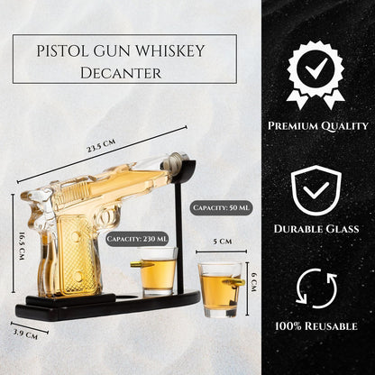 Gifts for Men Dad, 10.1 Oz Whiskey Gun Decanter Set + 2 Bullet Glasses - Unique Birthday Pistol Gift Ideas Daughter Son, Personalized Liquor Dispenser - Scotch Bourbon Vodka, Him, Brother Husband