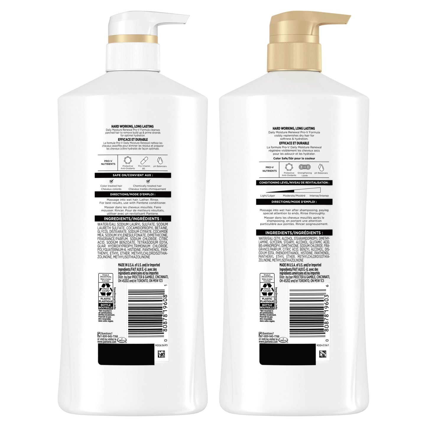 Pantene Shampoo & Conditioner Set, Daily Moisture Renewal Hair Treatment with Pro-V Nutrients for Dry, Color-Treated Hair, Long-Lasting Hydration & Nourishment, 27.7 Fl Oz Each, 2-Pack