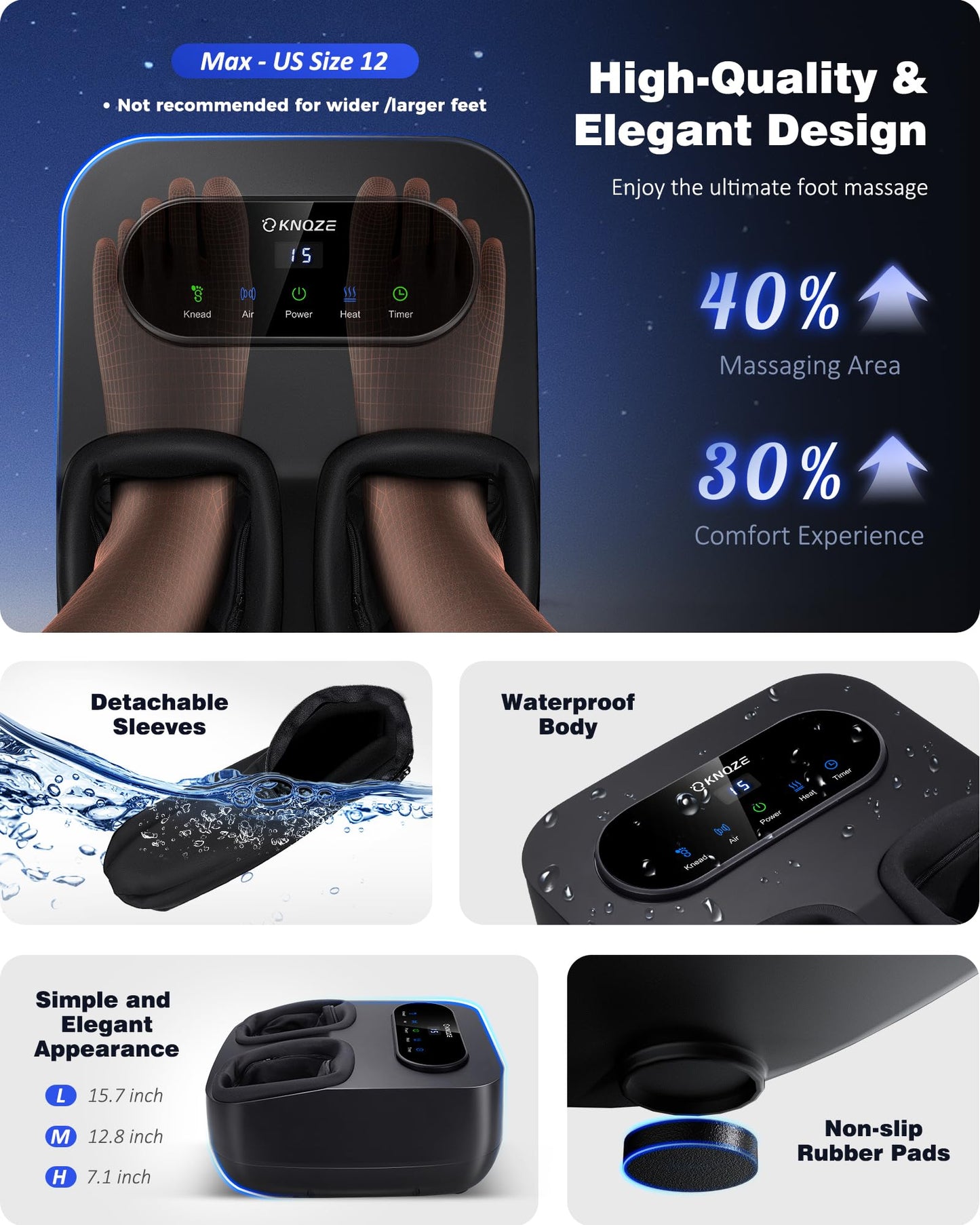 Foot Massager with Heat and Remote, Shiatsu Deep Kneading Feet Massager for Plantar Fasciitis & Neuropathy, Foot Warmer, Gifts for Mom Women Men Dad, Fits Up to Men Size 12