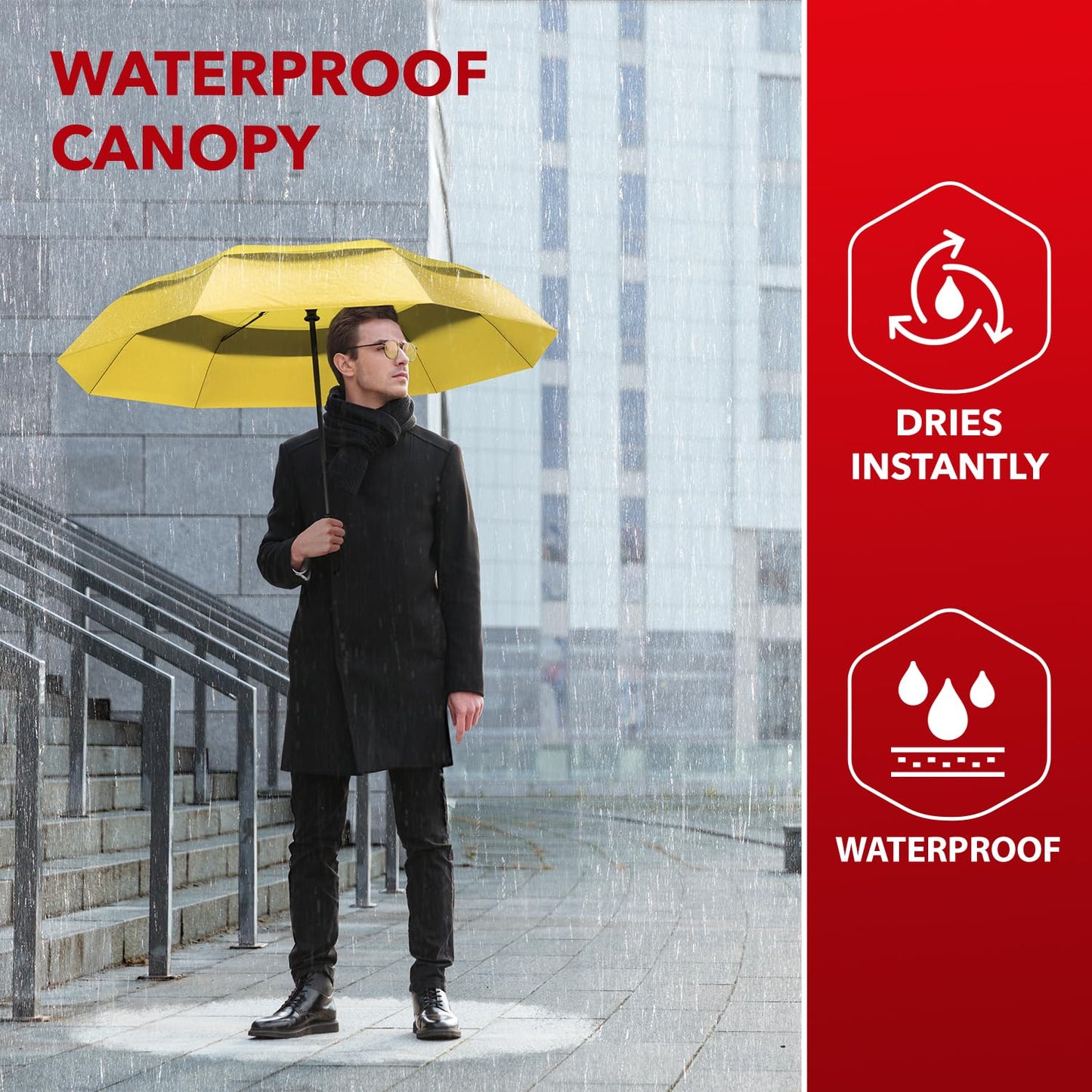 Repel Umbrella Windproof Travel Umbrellas for Rain - Easy Auto Open Close, Durable & Compact Umbrella, Strong Fiberglass Frame, Waterproof Canopy - Backpack, Purse, Portable Umbrella for Travel