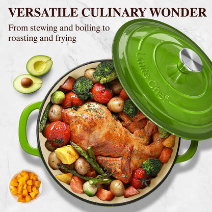 Umite Chef 5QT Enameled Cast Iron Dutch Oven Pot with Lid, Heavy-Duty, Cookware for Bread Baking, Braising, Stews, Roasting, Wedding Registry Ideas & Gifts(Green)