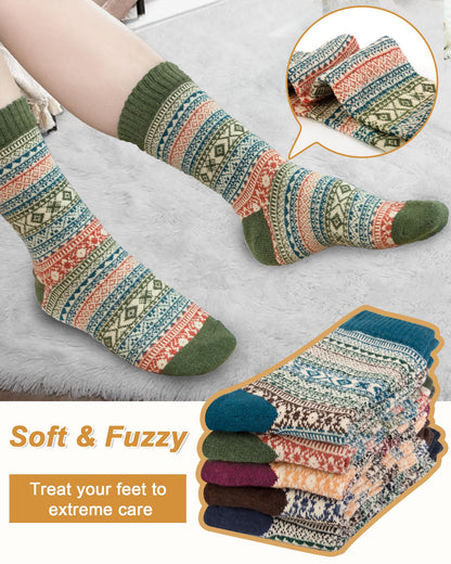 Senker Fashion Wool Socks for Women, Stocking Stuffers Christmas Gifts for Women Mom Her Boot Warm Crew Sock for Winter