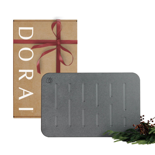 Dorai Home Bath Stone – Luxury Stone Bath Mat – Instantly Removes Water – Non-Slip Surface – Modern and Stylish Design – Rubberized Bottom Pad – Rain Slate