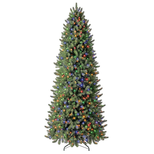 Evergreen Classics 9 ft Pre-Lit Vermont Spruce Artificial Christmas Tree, Remote-Controlled Color-Changing LED Lights