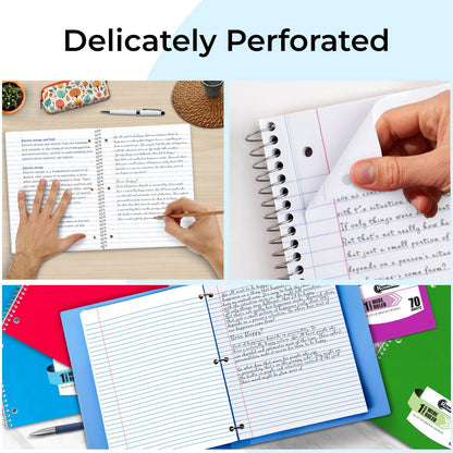 Rosmonde Spiral Notebooks, 12 Pack, 1 Subject Notebook, Wide Ruled, 70 Sheets, 8 x 10-1/2", 3 Hole Punched, School Supplies, Bulk Single Subject Spiral Notebook Bulk, Assorted Colors Pack of Notebooks
