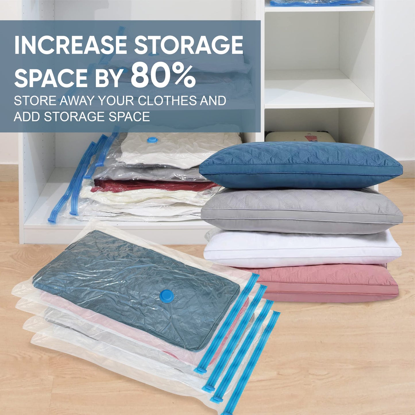 Vacuum Storage Bags, 10 Combo (5 Large/5 Jumbo) Space Saver Bags Vacuum Seal Bags with Pump, Space Bags, Vacuum Sealer Bags for Clothes, Comforters, Blankets, Bedding