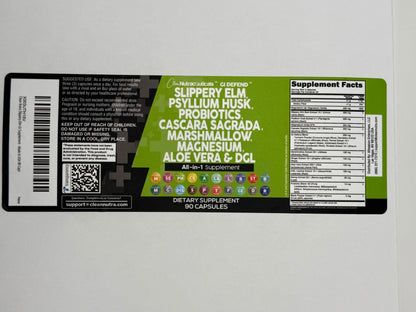 Clean Nutraceuticals Slippery Elm Psyllium Husk Pre Probiotic Digestive Gut Health Supplement with Aloe Vera Cascara Sagrada Marshmallow Root DGL Licorice Senna Extract