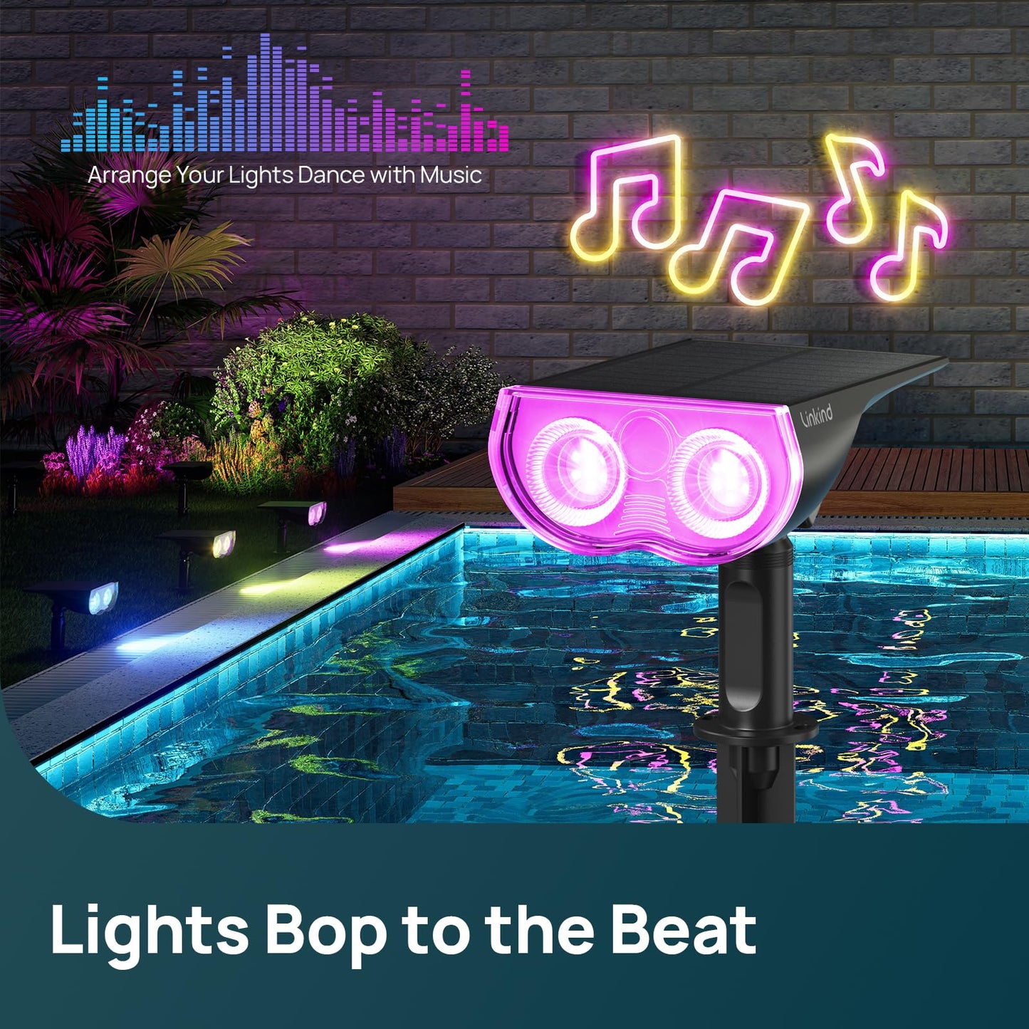 Linkind Smart Solar Spotlight SL5C, Color Changing Landscape Lighting, APP/Voice Control Solar Lights Outdoor, IP67 Waterproof Spot Lights Outdoor for Yard, Garden, Pathway(2 Pack)