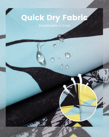 maamgic Mens Swim Trunks with Compression Liner 5" Stretch Athletic Swimming Shorts Quick Dry with Zipper Pockets No-Chafing Board Shorts Black-Blue Lotus Medium