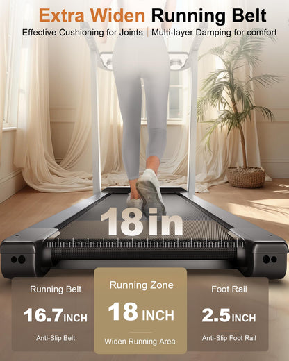 3.5HP Incline Treadmill for Home 350+ lb Capacity, Voice Controll Foldable Smart Treadmill Work with WELLFIT KINOMAP, 18IN Widen Belt|Heart Rate Monitor|Music Player|12 Preset Programs