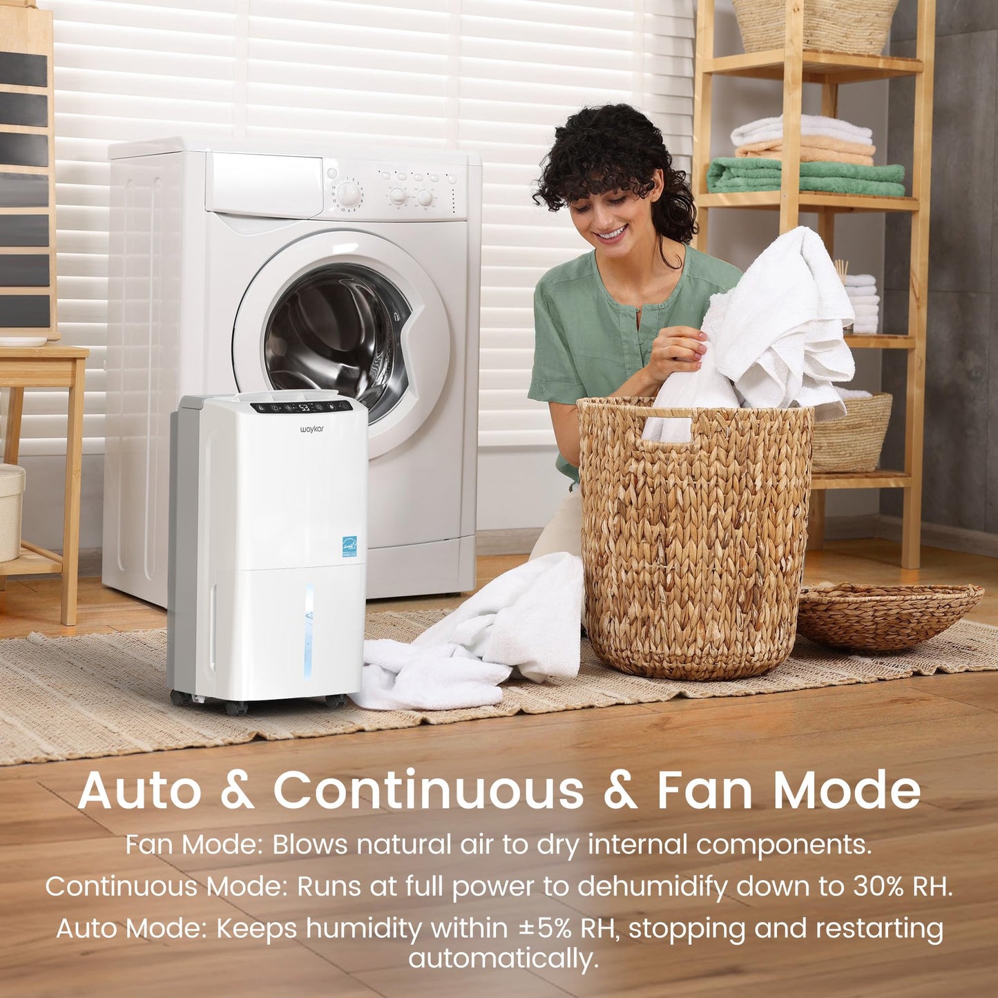 Waykar 2000 Sq. Ft Most Efficient Energy Star 2025 Dehumidifier for Home and Basement with Auto or Manual Drainage, Quiet 33dB Operation, 0.6 Gallon Water Tank Capacity