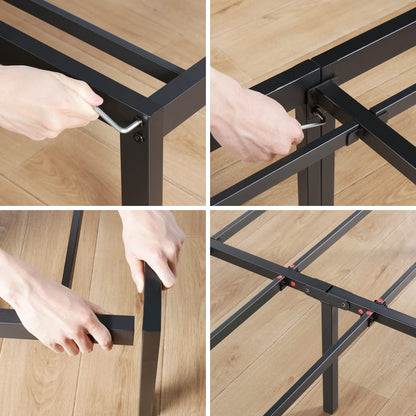 Olee Sleep 18 Inch Heavy Duty Steel Slat Anti-Slip Support, Easy Assembly Platform Bed Frame, Noise Free Steel Mattress Foundation, Maximum Storage, No Box Spring Needed, Black, Full Size