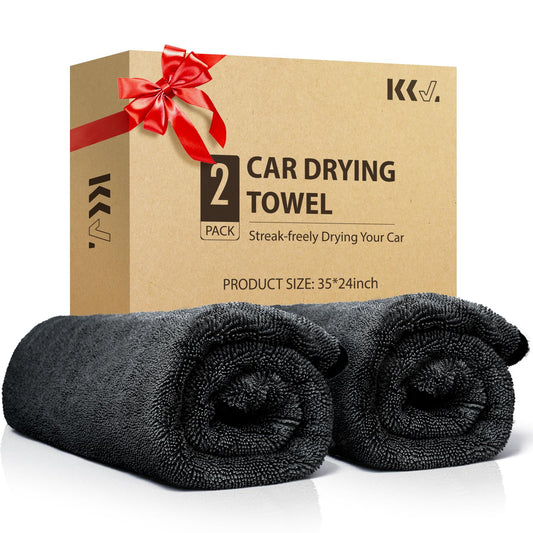 KKV 2-Pack Microfiber Towels for Cars (35"x 24") Extra Large Ultra Absorbent Car Drying Towel for Cars and Trucks, Without Streaks, Scratches, or Water Spots