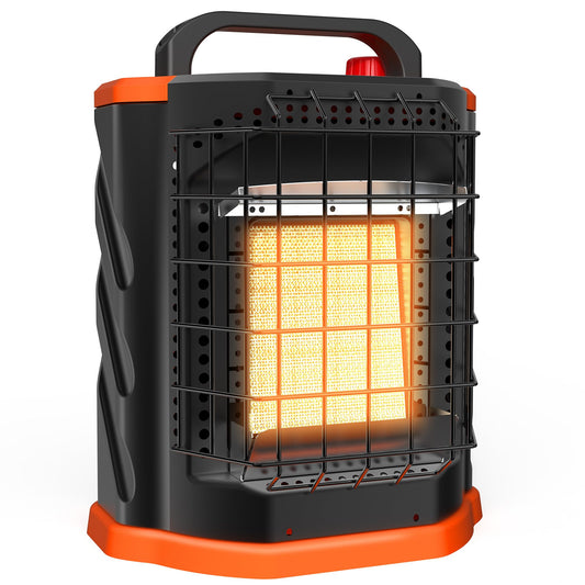 Fitfirst Portable Propane Heater - 9000 BTU Outdoor Tent Heater for Camping, 2 Heat Settings & Tip-Over/ODS Protection, Essential for Patio, RV, Garage, Ice Fishing, Hunting, Power Outage