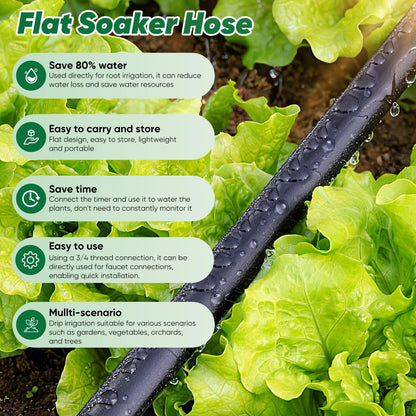 Tuzoc Soaker Hose 50 ft, Garden Hose With Drip Irrigation System, 1/2 Linkable Consistent Drip Irrigation Hoses, Leakproof Design Water Hose, Save 80% of Water for Garden, Farm, Orchard Plantation