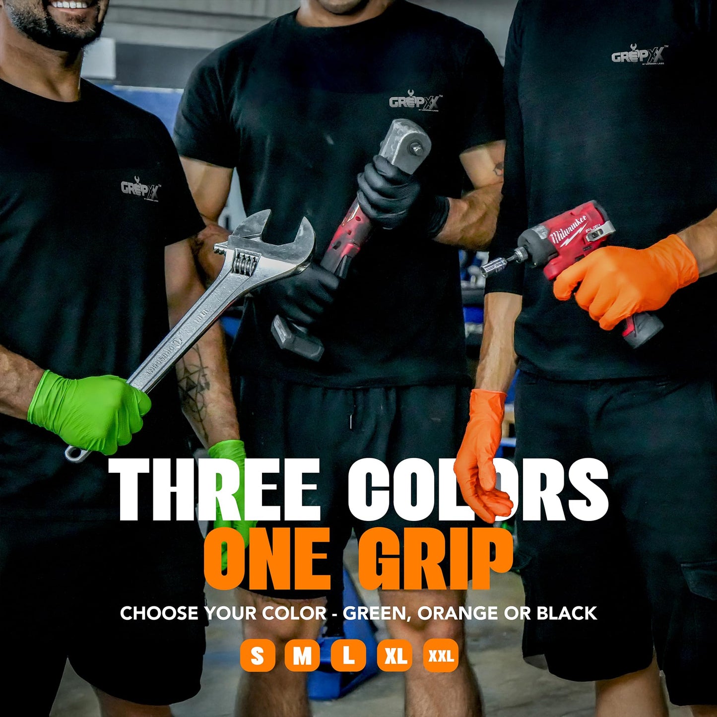 GRIPXX Herkules Grip Heavy Duty 8Mil Orange Nitrile Gloves,3D Raised Diamond Texture-Latex & Powder Free-Industrial, Mechanic (10, X-Large)