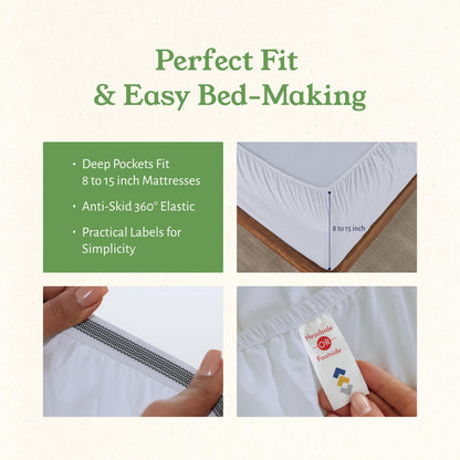 California Design Den King Size Sheets Set - Soft 100% Organic Cotton, Crisp Percale Sheets with Deep Pockets, Breathable and Durable Bedding Set - White