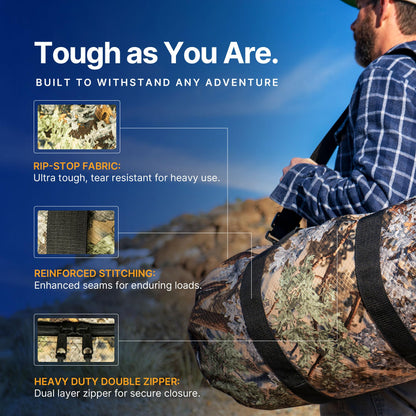 North Star Sports Large Duffle Bag for Travel & Heavy Duty Gym Bag | Foldable & Weatherproof Tactical Gear Bags for equipment, or as Carry on Travel Duffel Bags (8"X 8", 14 Liter, Pacific Blue)