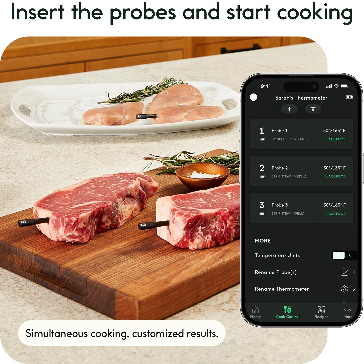 CHEF iQ Sense Smart Wireless Meat Thermometer with 3 Ultra-Thin Probes, Unlimited Range Bluetooth Meat Thermometer, Digital Food Thermometer for Remote Monitoring of BBQ Grill, Oven