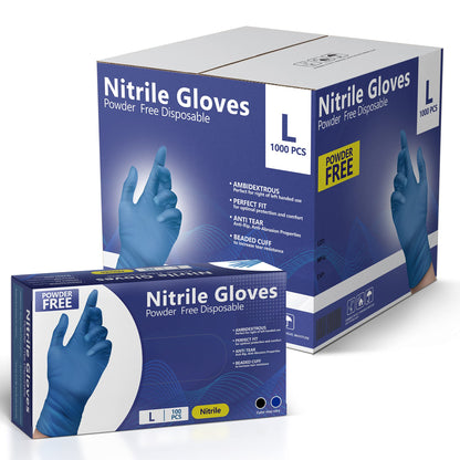 Nitrile Gloves, Disposable Gloves, Comfortable, Powder Free, Latex Free | 100-1000 (Medium, Case)