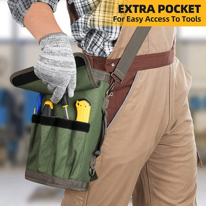 Tool Bag Roll Up, UUP Heavy Duty Rolled Empty Tool Storage Organization, Portable Foldable Rollup Organizer with 2 Small Pouches, Rollable Carrying Toolbag, Dad Men Mechanic Birthday Gifts, Army Green