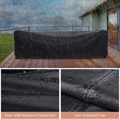 Mrrihand Patio Furniture Set Cover Waterproof, Outdoor Sectional Sofa Set Cover Heavy Duty 600D Table and Chair Set Cover 98" L× 78" W× 30" H