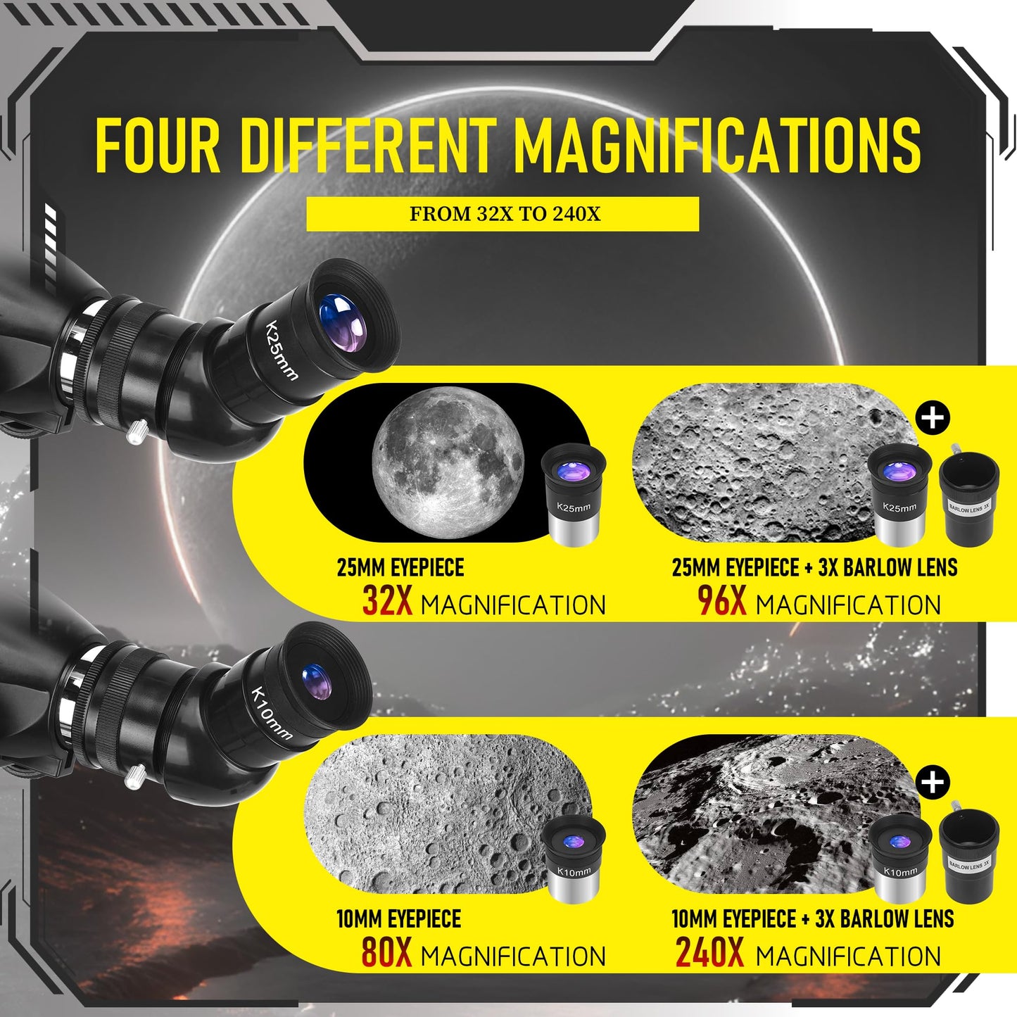 MEEZAA Telescope, Telescope for Adults High Powered Professional, 90mm Aperture 800mm Refractor Telescopes for Astronomy Beginners Fully Multi-Coated with AZ Mount Tripod & Phone Adapter & Carry Bag