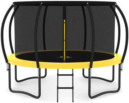 JUMPZYLLA Trampoline 8FT 10FT 12FT 14FT 15FT 16FT Trampoline with Enclosure - Recreational Trampolines with Ladder and AntiRust Coating, ASTM Approval Outdoor Trampoline for Kids