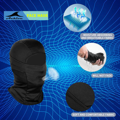 Achiou Ski Mask for Men Women, Balaclava Face Mask, Shiesty Mask UV Protector Lightweight for Motorcycle Snowboard Black