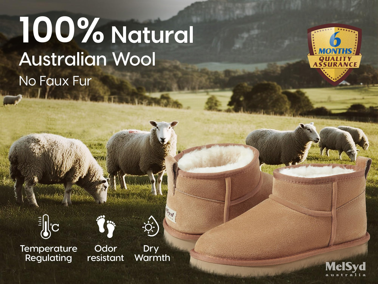 MelSyd Sheepskin Mini Boots Womens: -22℉ Thermal Insulated Ankle Booties Daily Comfort - Waterproof Suede Breathable Winter Shoes for Professional Women Urban Commute & Office Wear‌ - Chestnut Size 9