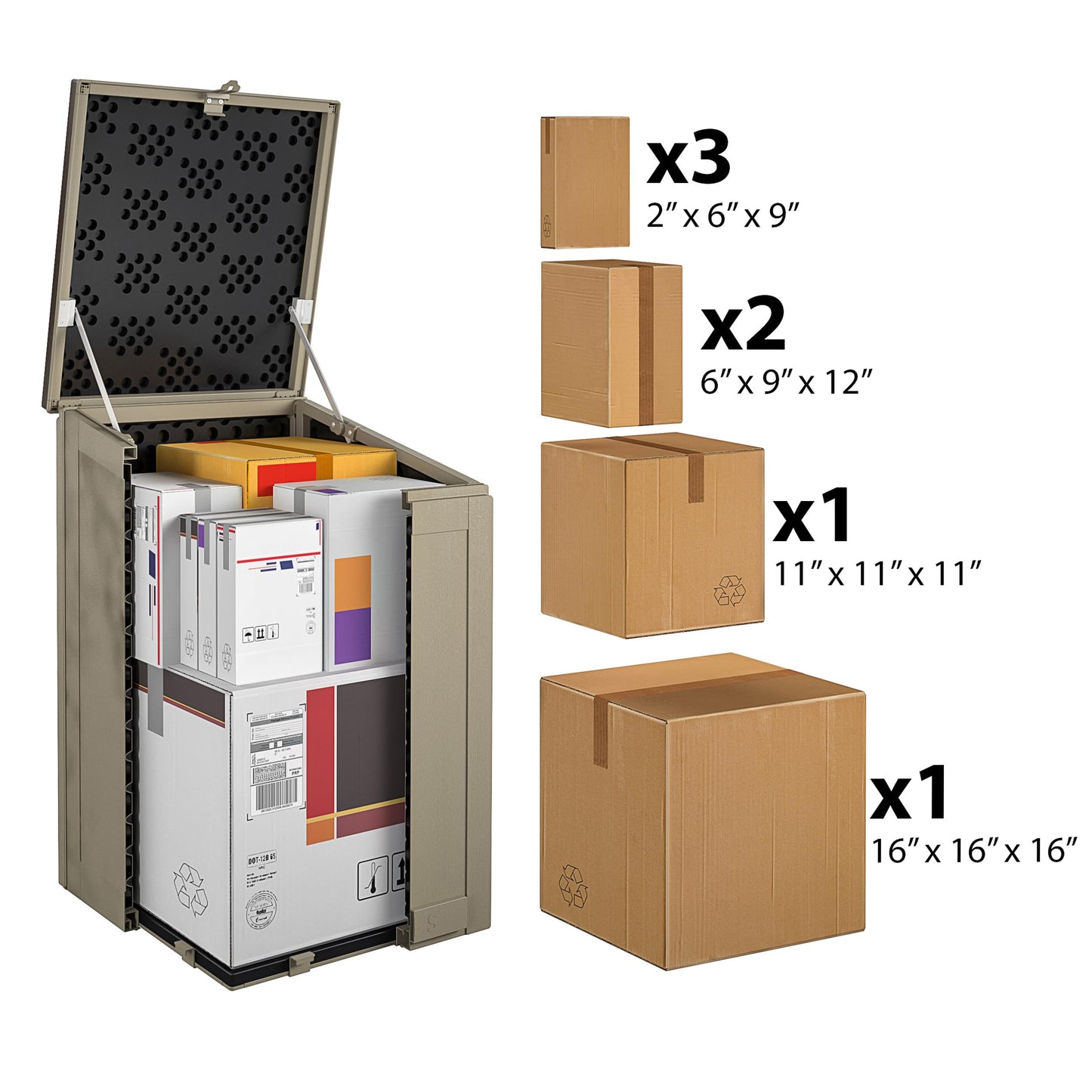 Cosco BoxGuard Outdoor Storage Box, Large Lockable Package Drop Box, 6.3 Cubic Feet, Weather-Resistant Design, Gray/Brown